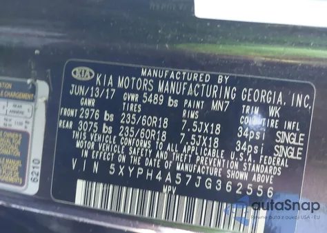 2018 Kia Sorento 3.3L Ex from USA, damaged, VIN 5XYPH4A57JG362556